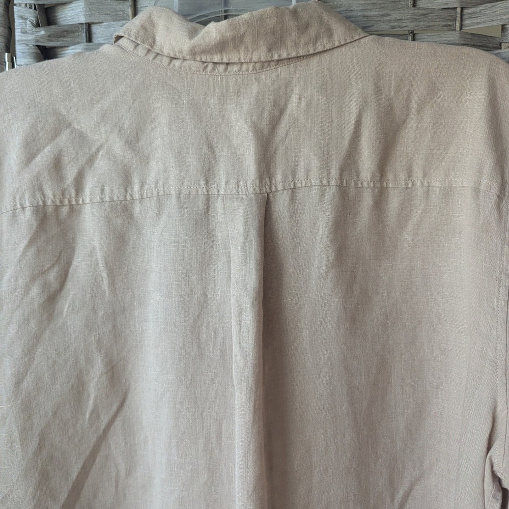 Chico's Linen Tunic Top Tan No Iron Button Up 3/4 Sleeve Sz 3 (16) Quiet Luxury - Picture 5 of 10